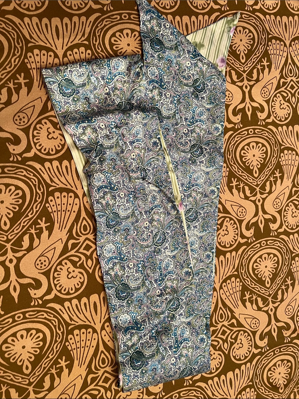 Talbots Blue Paisley Silk Scarf with Subtle Lavender Accents